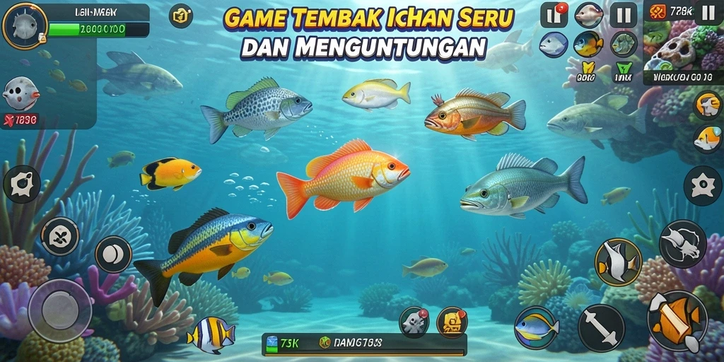 Tampilan gameplay seru Tembak Ikan di 73K.