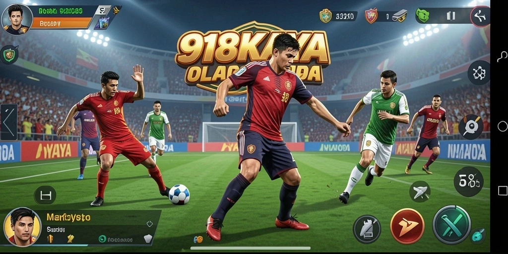 Screenshot utama 918KAYA menampilkan aksi gameplay olahraga yang intens.