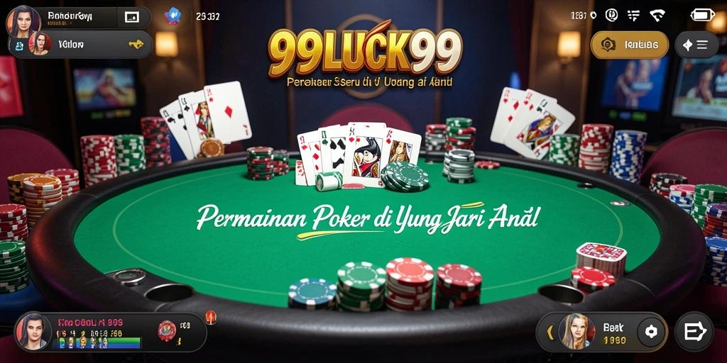 Screenshot menunjukkan gameplay poker yang mendebarkan di 99LUCK99.