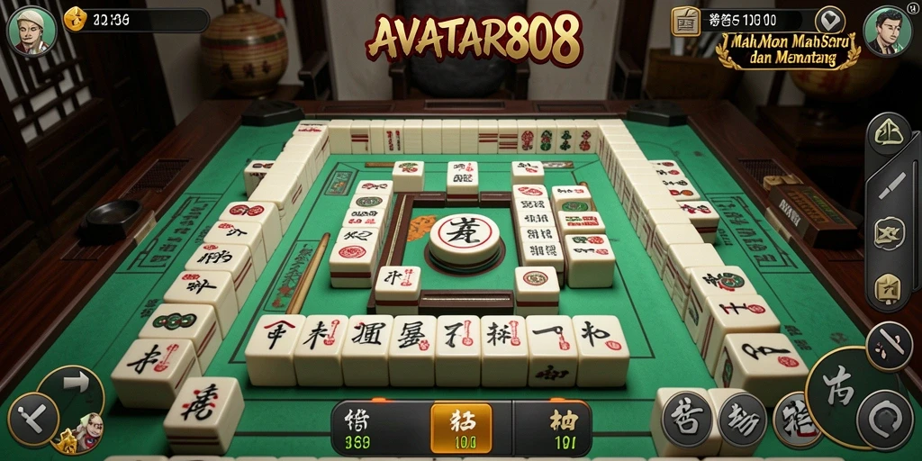 Screenshot gameplay AVATAR808 menunjukkan pengalaman Mahjong yang menyenangkan.