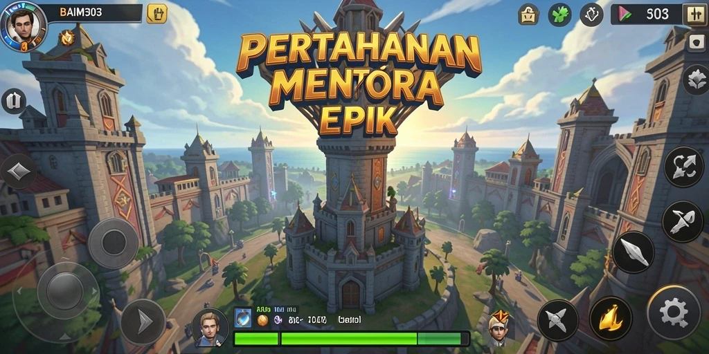 Tampilan screenshot BAIM303 yang menunjukkan aksi pertahanan menara.
