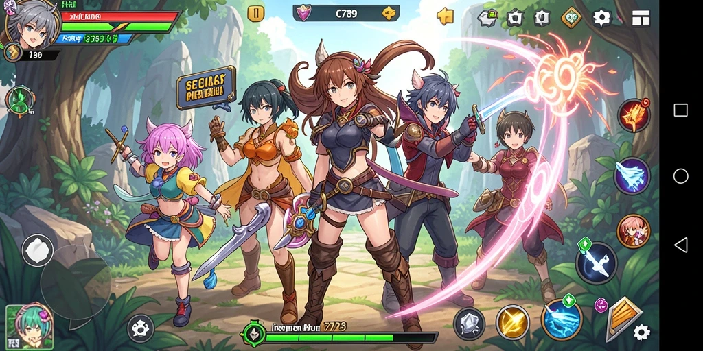 Tangkapan layar menampilkan aksi seru dalam game Anime C789.