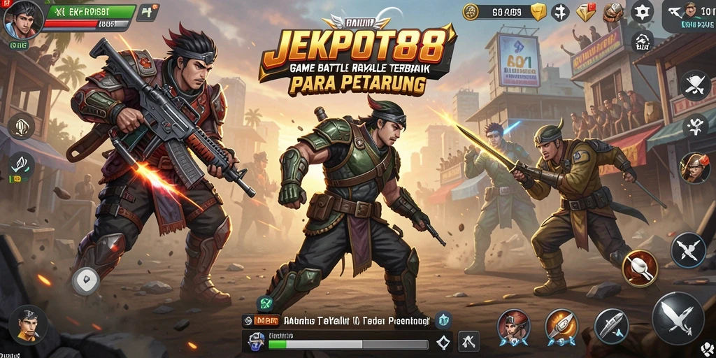 Tangkapan layar menampilkan karakter sedang berperang di medan Battle Royale.
