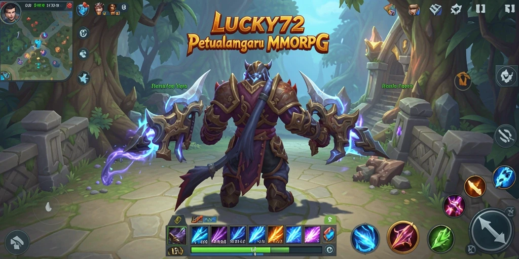 Tangkapan layar LUCKY72 menunjukkan aksi pertempuran seru dalam MMORPG.