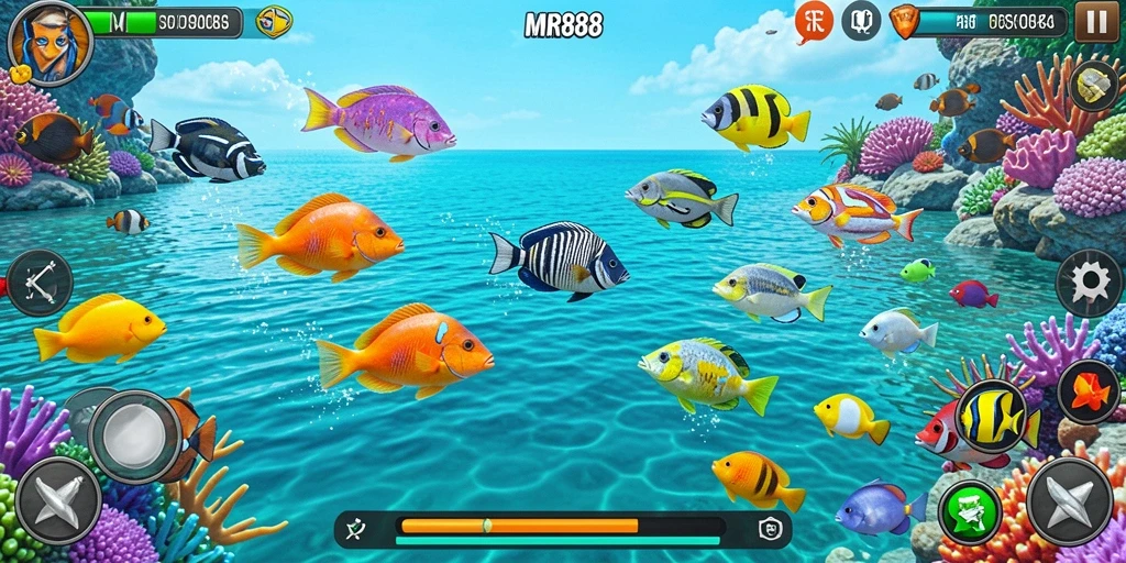 Gameplay seru dalam MR888 dengan ikan yang beragam.