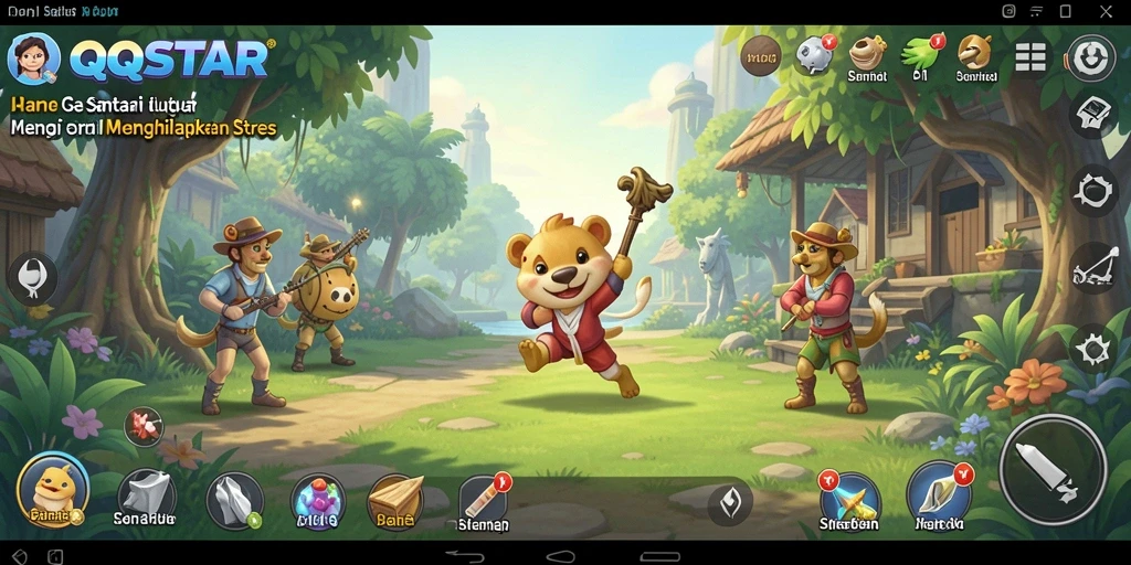 Tangkapan layar gameplay QQSTAR yang menyenangkan dan penuh warna.