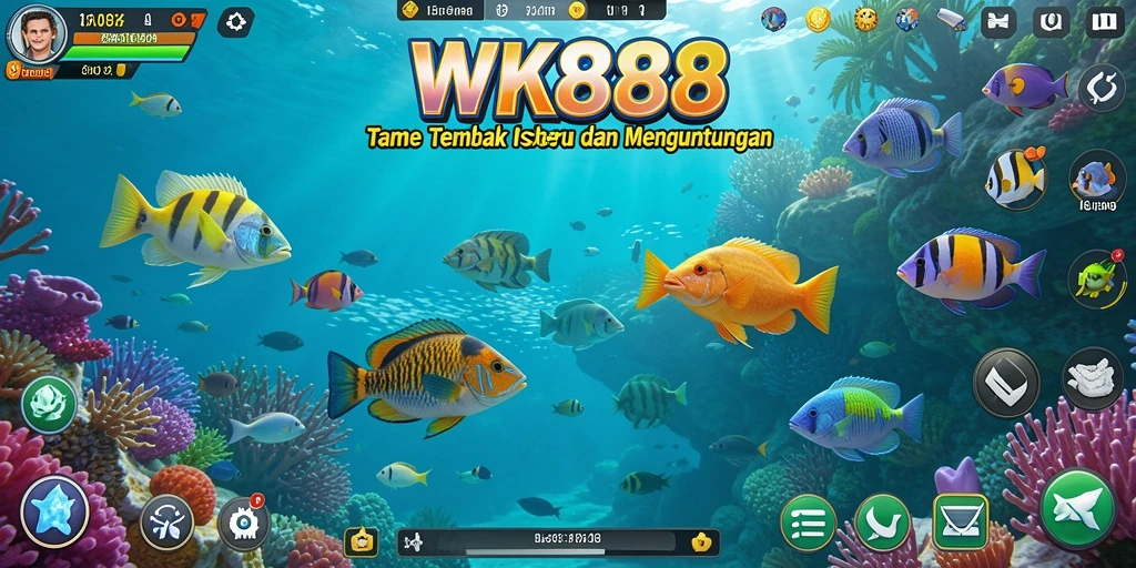 Screenshot menunjukkan aksi menembak ikan yang seru di WK888.