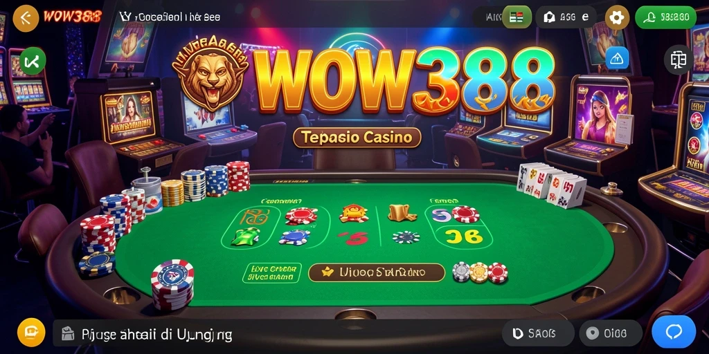 Screenshot gameplay WOW388 menampilkan dealer langsung dan suasana kasino yang hidup.